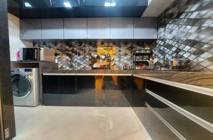 Black, white and grey modular kitchen by MEMAAR